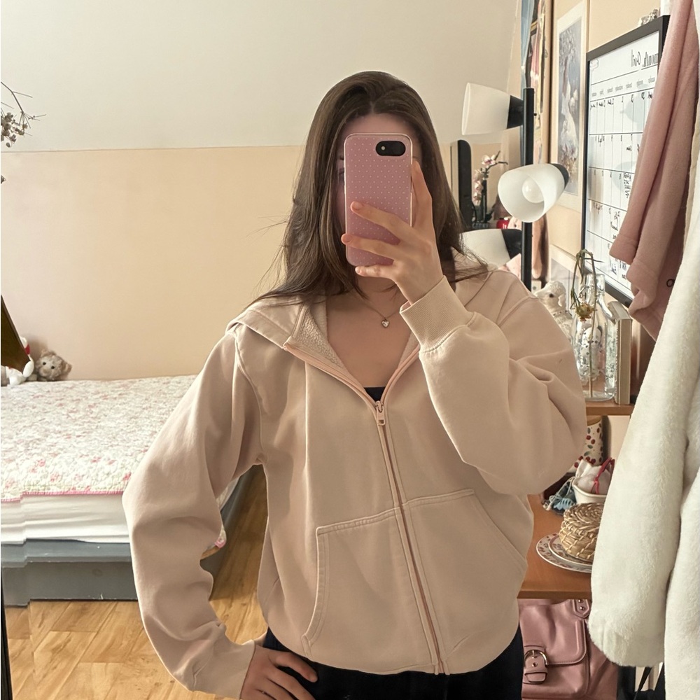 Light Pink TNA Zip-Up Hoodie